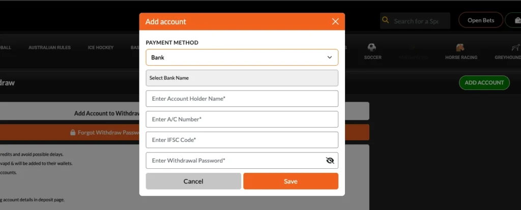 Entering Bank Details
